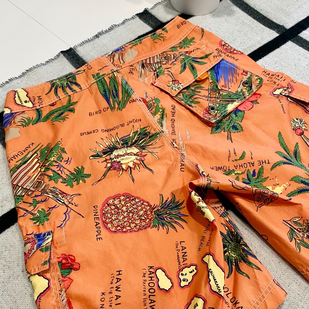 Like New! J. Crew Original Board Shorts Hawaiian Swim Trunks Orange - Picture 4 of 8